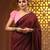 Dark red cotton soft saree with stripes pallu