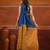 Yale blue cotton soft saree with contrast mustard pallu