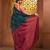 Teal cotton soft saree with contrast magenta pallu