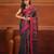 Red and pink dual tone stripe pattern tissue saree with sequin work