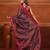 Red and pink dual tone stripe pattern tissue saree with sequin work