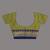 Lime green and navy blue cotton saree with geometric woven border