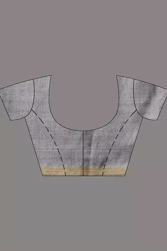 Grey cotton handwoven saree with stripes pallu