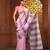 Baby pink and grey cotton handwoven soft saree with stripe pattern