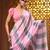 Baby pink and grey cotton handwoven soft saree with stripe pattern