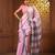 Baby pink and grey cotton handwoven soft saree with stripe pattern