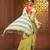 Yellow and teal cotton handwoven soft saree with stripe pattern