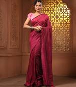 Purple cotton handwoven soft saree with sequin work
