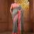 Allover sequin weaving grey cotton handwoven saree with gheecha pallu