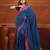 Allover sequin weaving cobalt blue cotton handwoven saree with gheecha pallu