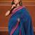 Allover sequin weaving cobalt blue cotton handwoven saree with gheecha pallu