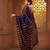 Blue and orange cotton handwoven soft saree with stripe pattern