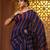Blue and orange cotton handwoven soft saree with stripe pattern
