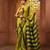 Mustard and teal cotton handwoven soft saree with stripe pattern
