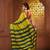 Mustard and teal cotton handwoven soft saree with stripe pattern