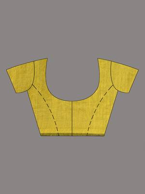 Mustard and teal cotton handwoven soft saree with stripe pattern 4