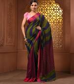 Multicolor cotton handwoven saree with stripe gheecha pallu