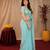 Sky blue soft shimmer chiffon embroidery work saree with unstitched blouse piece