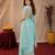 Sky blue soft shimmer chiffon embroidery work saree with unstitched blouse piece
