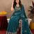 Rama soft shimmer chiffon embroidery work saree with unstitched blouse piece