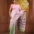 Baby pink and light green cotton handwoven half n half saree with stripe pattern