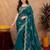 Rama soft shimmer chiffon embroidery work saree with unstitched blouse piece