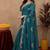 Rama soft shimmer chiffon embroidery work saree with unstitched blouse piece