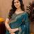 Rama soft shimmer chiffon embroidery work saree with unstitched blouse piece