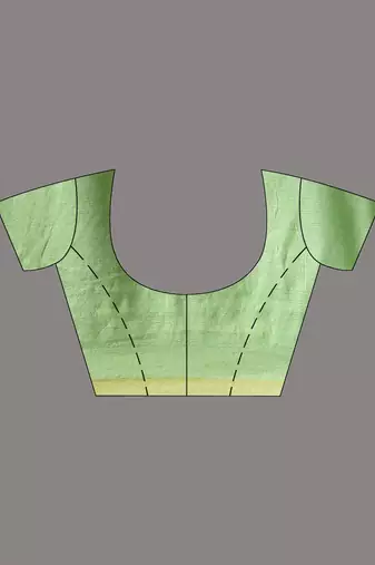 Baby pink and light green cotton handwoven half n half saree with stripe pattern