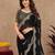 Black soft shimmer chiffon embroidery work saree with unstitched blouse piece