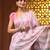 Baby pink and light green cotton handwoven half n half saree with stripe pattern