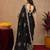 Black soft shimmer chiffon embroidery work saree with unstitched blouse piece