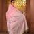 Flamingo pink and tea green cotton handwoven half n half saree with stripe pattern