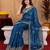 Royal blue soft shimmer chiffon embroidery work saree with unstitched blouse piece