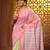 Flamingo pink and tea green cotton handwoven half n half saree with stripe pattern