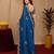 Royal blue soft shimmer chiffon embroidery work saree with unstitched blouse piece