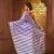 Violet and mint green cotton handwoven half n half saree with stripe pattern