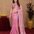 Baby pink soft shimmer chiffon embroidery work saree with unstitched blouse piece