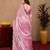 Baby pink soft shimmer chiffon embroidery work saree with unstitched blouse piece
