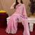 Baby pink soft shimmer chiffon embroidery work saree with unstitched blouse piece