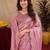 Baby pink soft shimmer chiffon embroidery work saree with unstitched blouse piece