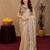 Beige soft shimmer chiffon embroidery work saree with unstitched blouse piece