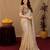 Beige soft shimmer chiffon embroidery work saree with unstitched blouse piece