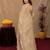 Beige soft shimmer chiffon embroidery work saree with unstitched blouse piece