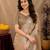 Beige soft shimmer chiffon embroidery work saree with unstitched blouse piece