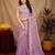 Lavender soft shimmer chiffon embroidery work saree with unstitched blouse piece