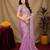 Lavender soft shimmer chiffon embroidery work saree with unstitched blouse piece