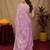Lavender soft shimmer chiffon embroidery work saree with unstitched blouse piece