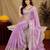 Lavender soft shimmer chiffon embroidery work saree with unstitched blouse piece