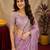 Lavender soft shimmer chiffon embroidery work saree with unstitched blouse piece